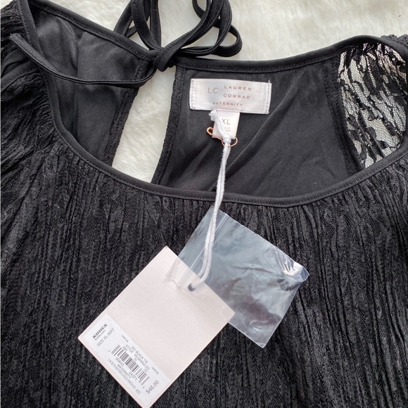 LAUREN CONRAD MATERNITY Black Lace Open-Shoulder Top NWT | Size XL - Picture 11 of 14